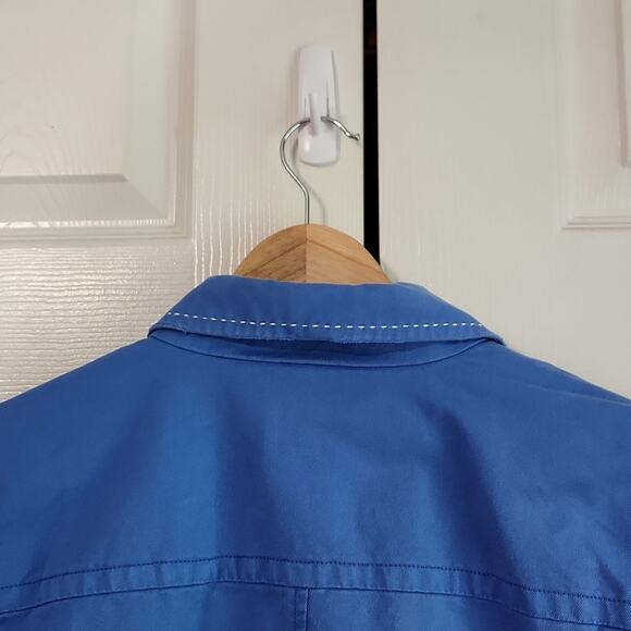 Old Navy Womens Blue Single Button Blazer Size XL Pockets Distressed 3/4 Sleeves - Picture 5 of 15